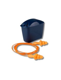 Par de Tapones Auditivos de Silicona 3M 1271 Naranjas con Cordón y Caja 2