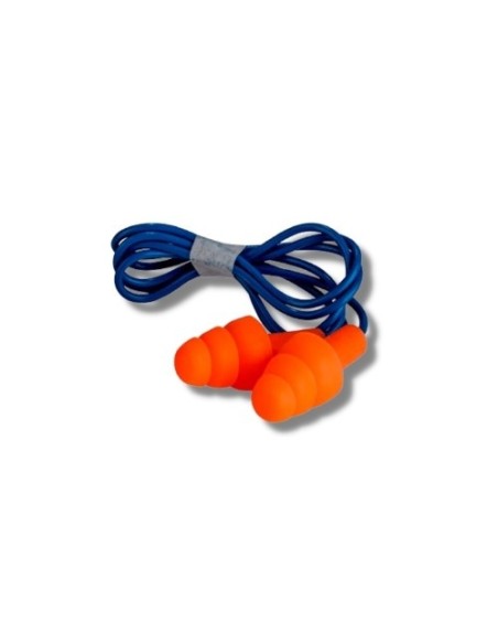 Par de Tapones Auditivos de Silicona 3M 1271 Naranjas con Cordón y Caja