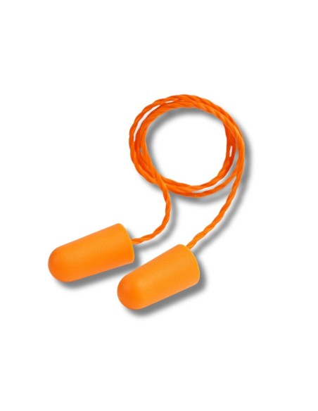 Par de Tapones Auditivos Desechables 3M 1110 Naranjas con Cordón