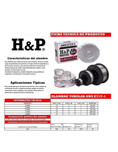 ALAMBRE MIG TUBULAR E71T-1 X 15 KILOS (SOLDAR CON GAS)