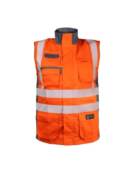 Chaleco Geólogo Ignífugo NFPA + 13034 Naranja-Gris