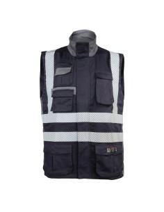 Chaleco Geólogo Ignífugo + NFPA 13034 Azul Marino-Gris