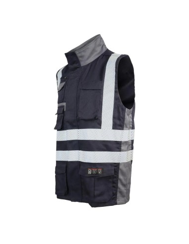 Chaleco Geólogo Ignífugo + NFPA 13034 Azul Marino-Gris