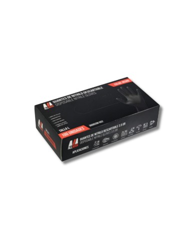 Guantes de Nitrilo Descartables Allman Negro 3,5 Gr. 100 Uni