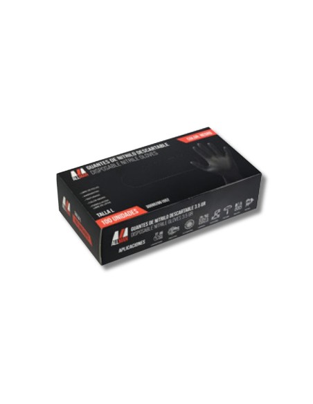 Guantes de Nitrilo Descartables Allman Negro 3,5 Gr. 100 Uni
