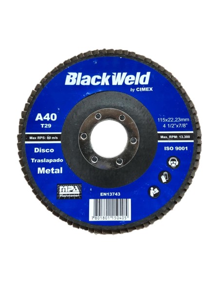 DISCO TRASLAPADO METAL 4,5"/GRANO 40 - BLACKWELD (BW-45115-A40)