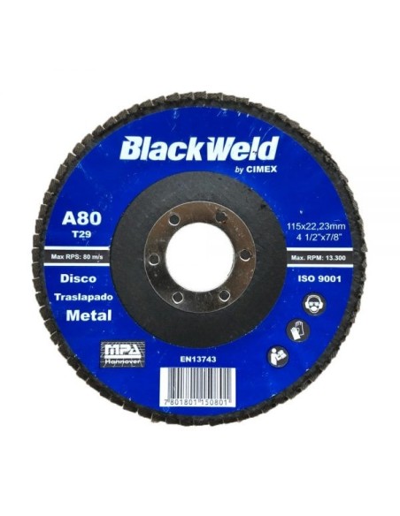 DISCO TRASLAPADO METAL 4,5"/GRANO 80 - BLACKWELD (BW-45115-A80)