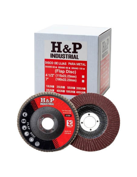 DISCO LIJA TRASLAPADA (FLAP) METAL 4 1/2″ GRANO 100 X CAJA 10 UN.