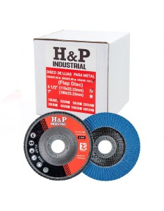 DISCO LIJA TRASLAPADA (FLAP) METAL 4 1/2″ GRANO 100 X CAJA 10 UN.