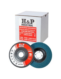 DISCO ZIRCONIO ACEROS INOXIDABLES (FLAP) 4 1/2″ GRANO 100 X CAJA 10 UN.