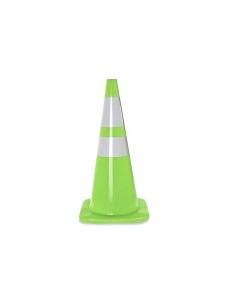 Cono de Señalización Vial Importado 28″ Doble Cinta Reflectante Verde Fluor