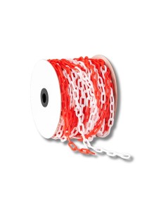 Cadena Plástica de Eslabón Rojo y Blanca 50 M