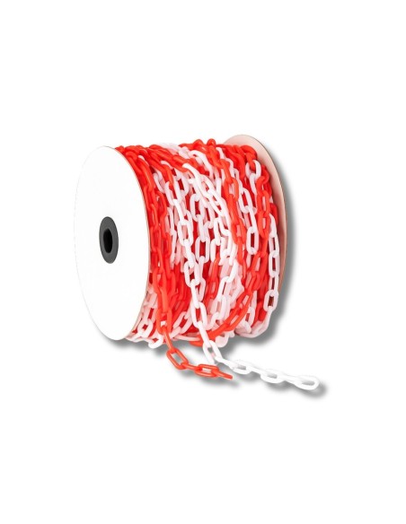 Cadena Plástica de Eslabón Rojo y Blanca 50 M