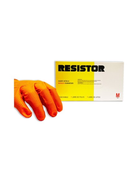 Guantes Nitrilo Naranjo Resistor 100 Un