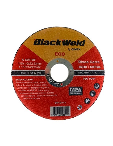 Disco Corte Inox/Metal 4.5´x1.0-Blackweld (ECO-BW-20115-10)