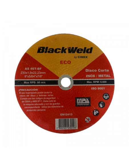 Disco Corte Inox/Metal 9´x1.9-Blackweld (ECO-BW-20230-19)