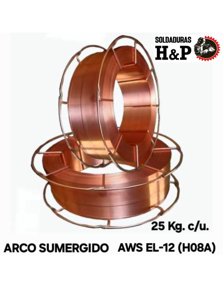 ALAMBRE ARCO SUMERGIDO AWS EL-12 (H08A) X 25 KILOS (SOLDADURA ARCO SUMERGIDO AWS EL-12. H08A)