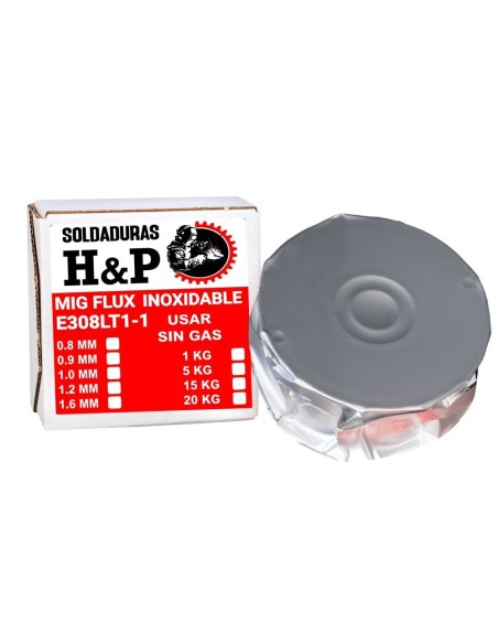 ALAMBRE MIG FLUX. ACEROS INOXIDABLES E308LT1-1. X 1 KILO X 0.8MM. (SOLDAR SIN GAS, USAR SIN GAS)