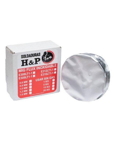 ALAMBRE MIG FLUX. ACEROS INOXIDABLES E316LT1-1. X 1 KILO X 0.8MM. (SOLDAR SIN GAS, USAR SIN GAS)