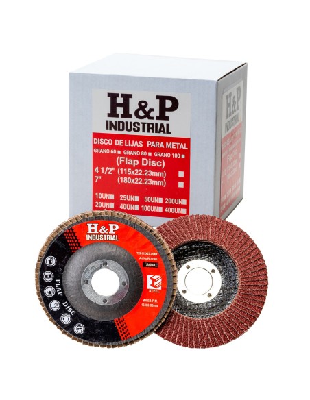 DISCO LIJA TRASLAPADA (FLAP) METAL 4 1/2″ GRANO 60 X CAJA 10 UN.