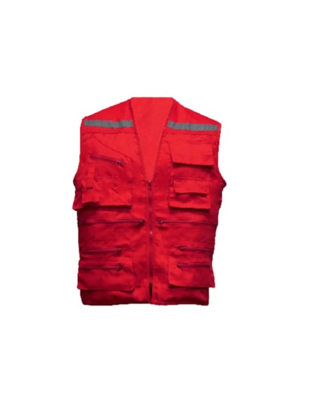 Chaleco Geólogo Poplin Rojo