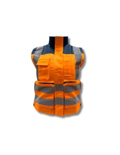 Chaleco Geólogo Gabardina Premier Mujer Naranjo Azul