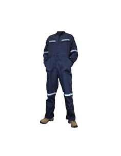 Overol Estándar Gabardina Con Cintas Reflectantes Azul Marino