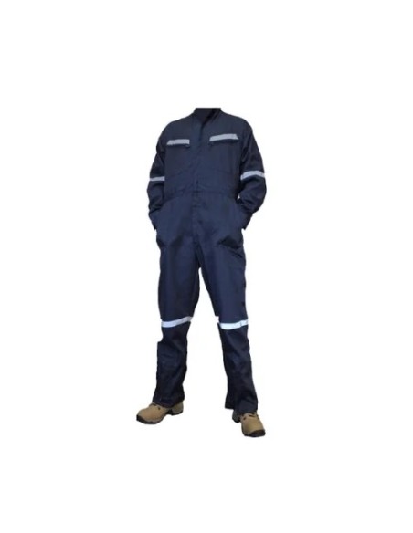 Overol Estándar Gabardina Con Cintas Reflectantes Azul Marino