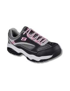 Zapatilla de Seguridad Skechers Work Mujer Biscoe 76601 Negro con Rosado 2