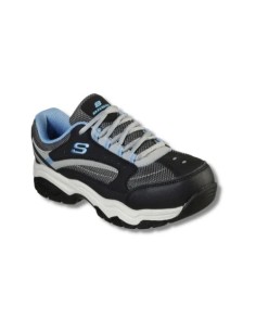 Zapatilla de Seguridad Skechers Work Mujer Biscoe 76601 Negro con Celeste